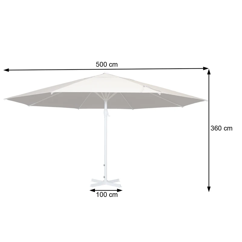 Parasol pour restauration Ø 5m mât polyester/aluminium blanc 28kg crème-beige sans pied 04_0003856