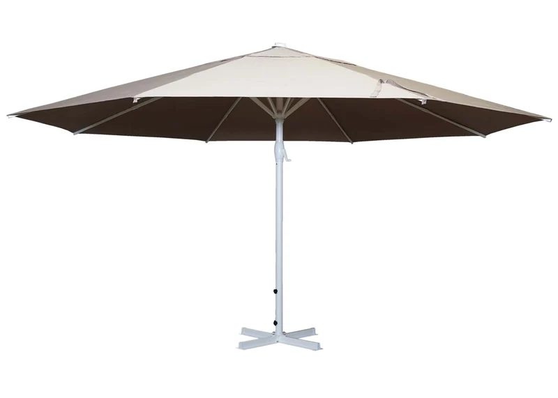 Parasol pour restauration Ø 5m mât polyester/aluminium blanc 28kg crème-beige sans pied 04_0003856