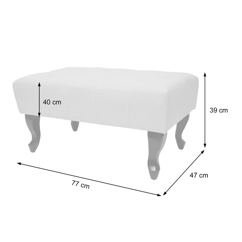 Banc capitonné chesterfield tabouret repose-pieds en tissu/textile gris 39x77x47cm 04_0003731