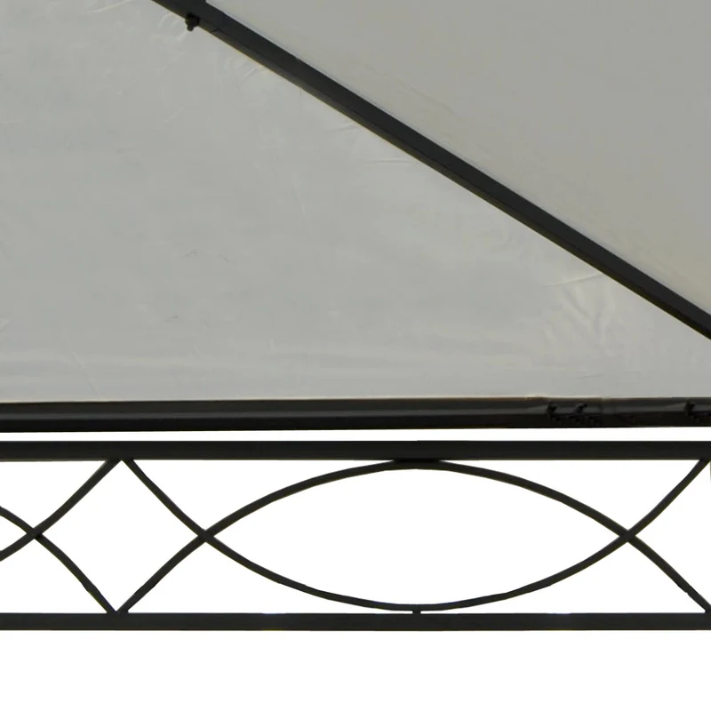 Pergola pavillon structure stable 7cm 5x3m crème avec paroi latérale + moustiquaire 04_0004082