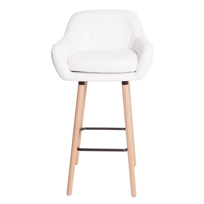 Tabouret de bar chaise de comptoir avec repose-pieds x1 en PVC blanc 04_0005296