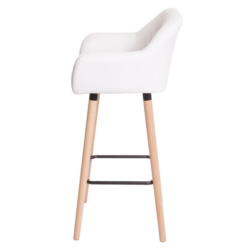 Tabouret de bar chaise de comptoir avec repose-pieds x1 en PVC blanc 04_0005296