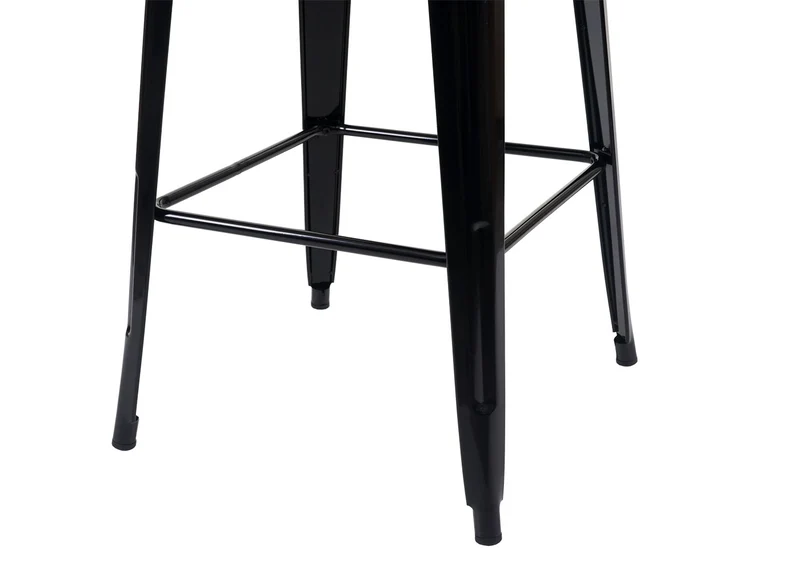 Set table de bar avec 2x tabourets de bar plateau en bois design industriel en métal noir 04_0003070