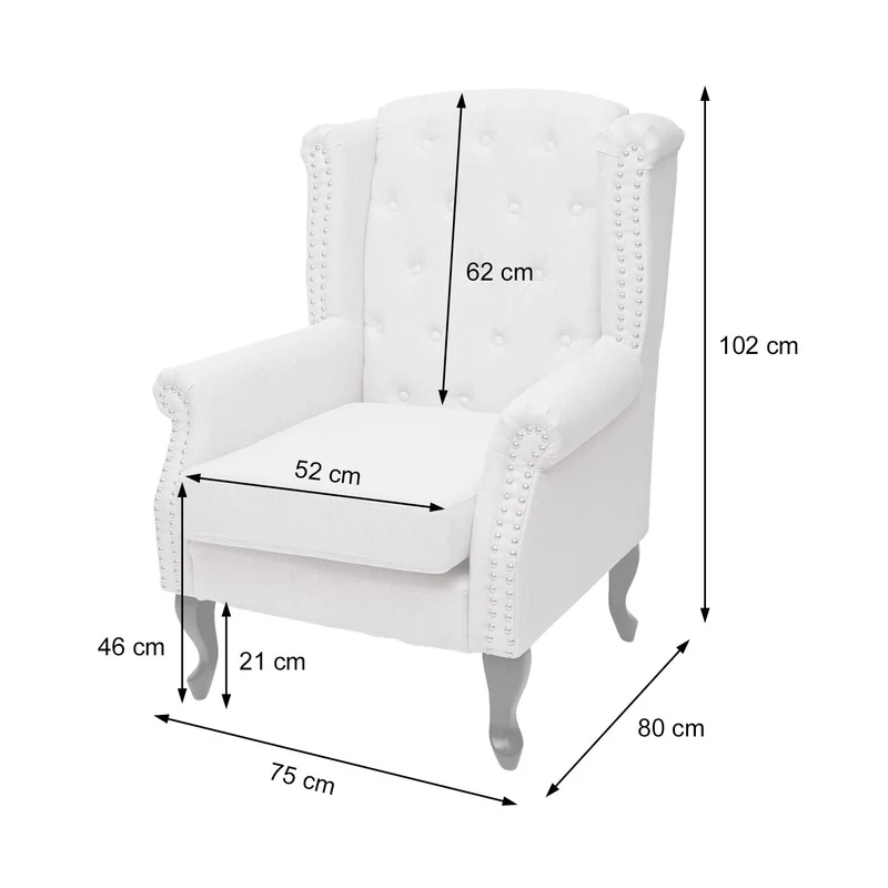 Fauteuil Chesterfield relaxation fauteuil club en tissu/textile gris avec repose-pieds 04_0003082