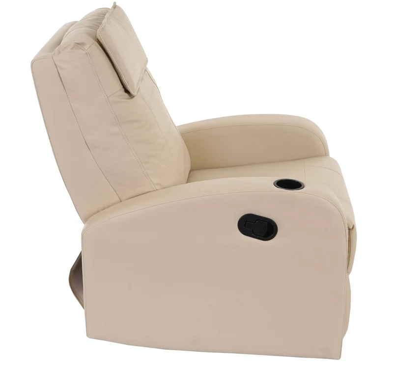 Fauteuil TV relaxation avec repose-pieds inclinable en PVC crème 04_0001992