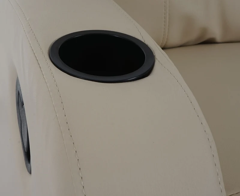 Fauteuil TV relaxation avec repose-pieds inclinable en PVC crème 04_0001992