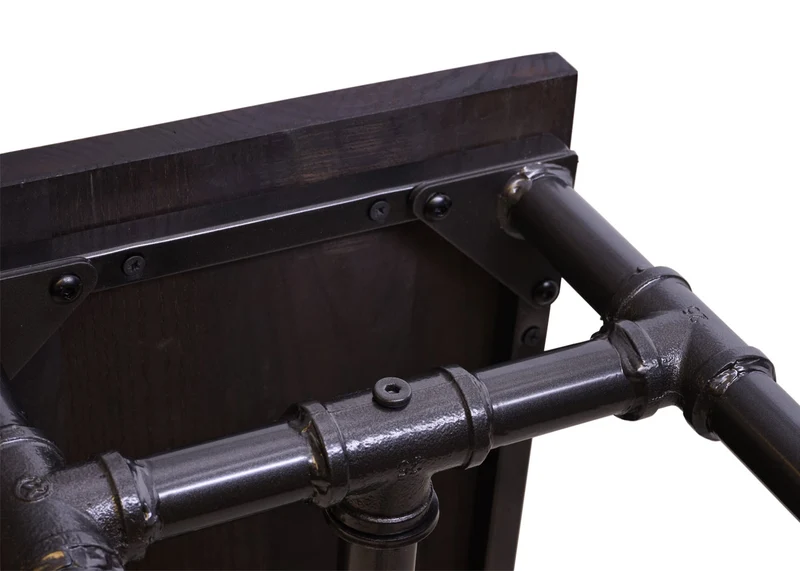 Banc tabouret de salle à manger design industriel en bois d'orme 120x35cm brun-noir 04_0001153