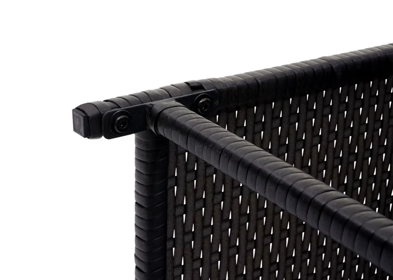 Lot de 2 tabourets bas de jardin en polyrotin noir coussins gris clair 04_0000505