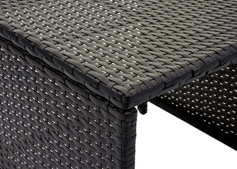 Lot de 2 tabourets bas de jardin en polyrotin noir coussins gris clair 04_0000505