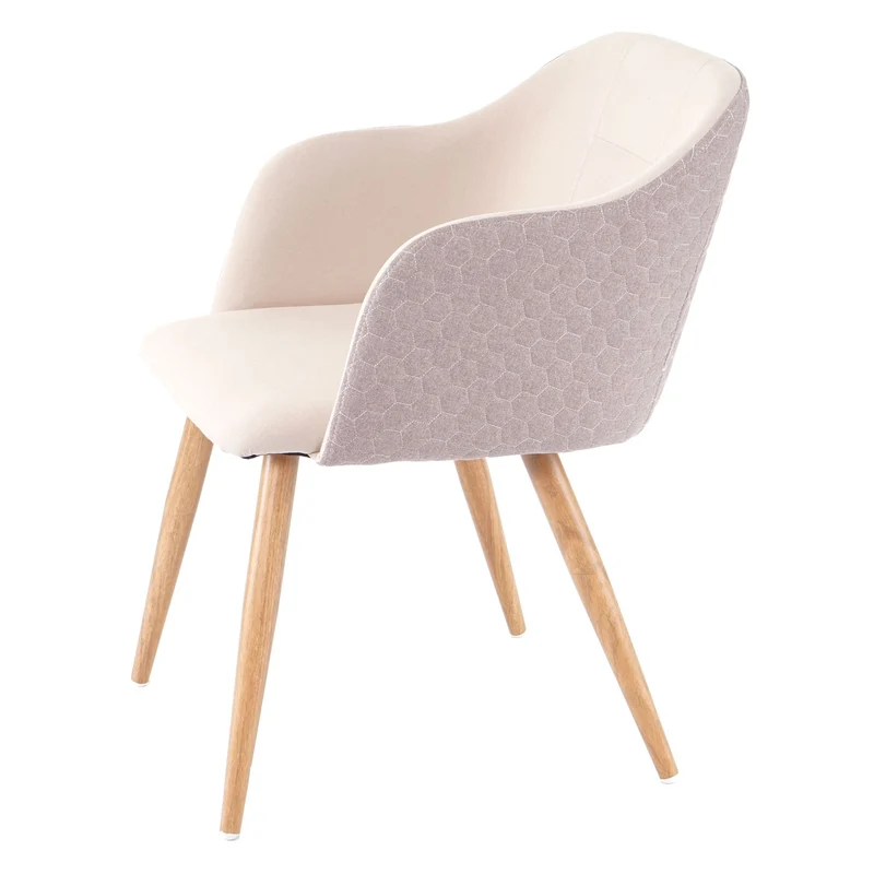 Lot de 2 chaises de salle à manger design rétro accoudoirs tissu/textile crème-beige 04_0000363