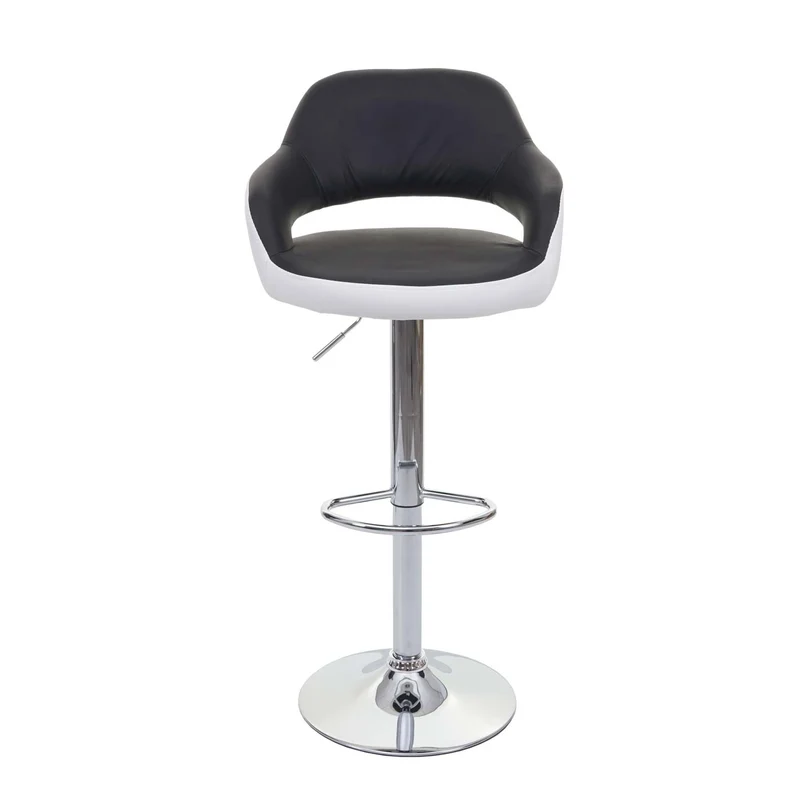 Tabouret de bar chaise de bar tabouret de comptoir pivotant avec dossier en PVC noir et blanc 04_0005281