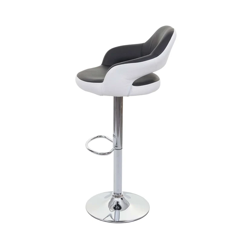 Tabouret de bar chaise de bar tabouret de comptoir pivotant avec dossier en PVC noir et blanc 04_0005281