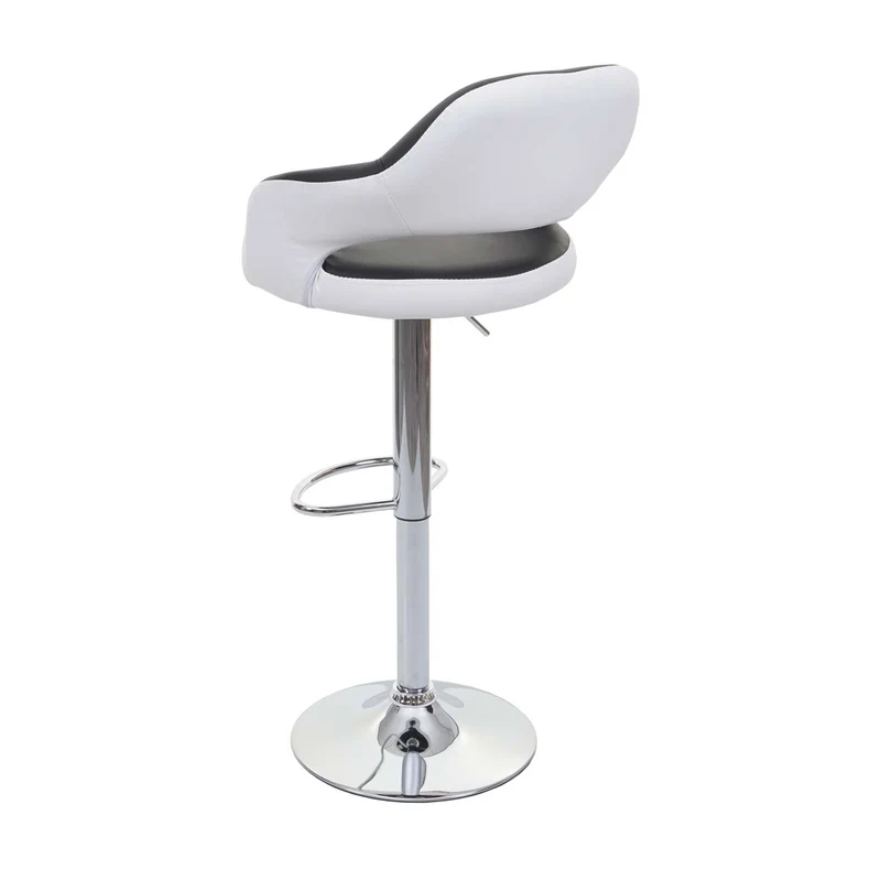Tabouret de bar chaise de bar tabouret de comptoir pivotant avec dossier en PVC noir et blanc 04_0005281