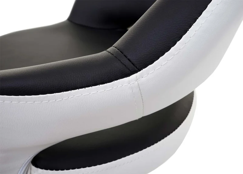 Tabouret de bar chaise de bar tabouret de comptoir pivotant avec dossier en PVC noir et blanc 04_0005281