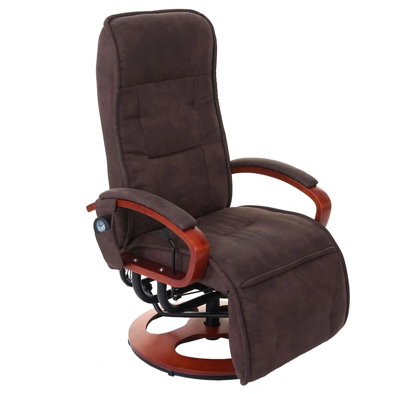 Fauteuil de relaxation avec fonction massage en tissu/textile imitation daim marron 04_0004339