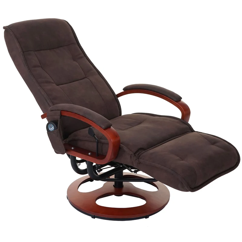 Fauteuil de relaxation avec fonction massage en tissu/textile imitation daim marron 04_0004339