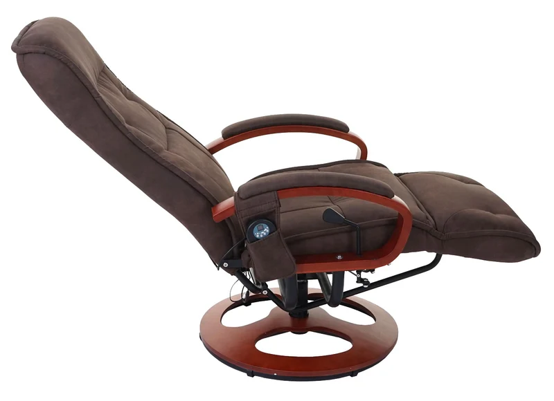 Fauteuil de relaxation avec fonction massage en tissu/textile imitation daim marron 04_0004339