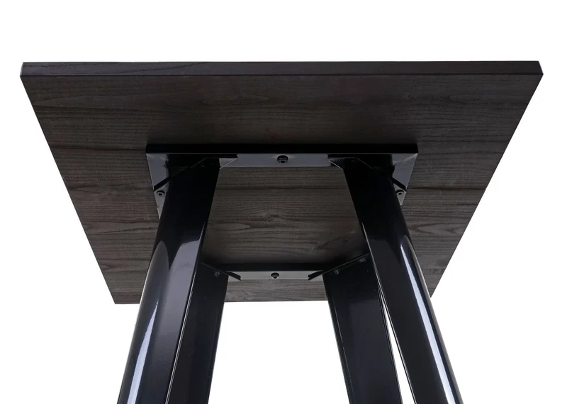 Table haute de bar bistro en bois design industriel en métal 107x60x60cm noir 04_0005123