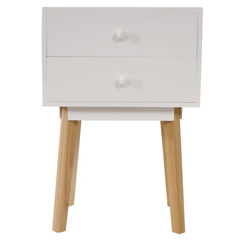 Meuble d'appoint table de chevet design rétro avec tiroirs 59x40x30cm en bois blanc 04_0002894