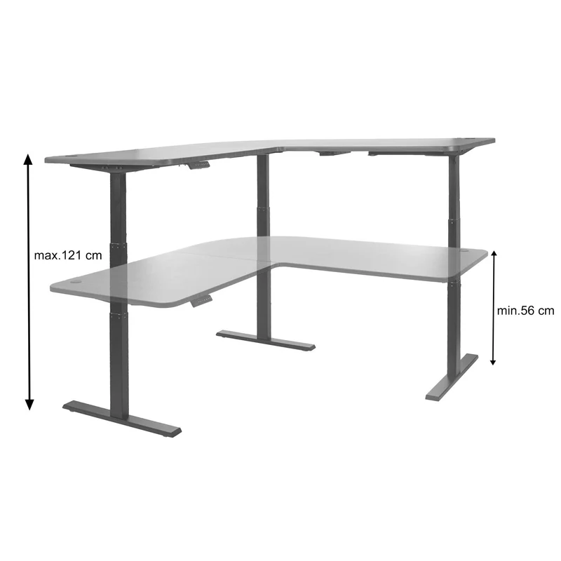Bureau d'angle table d'ordinateur réglable en hauteur électriquement 178x178cm MDF noir 04_0002504
