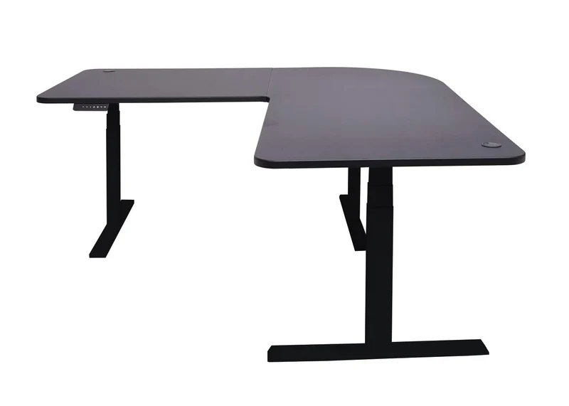 Bureau d'angle table d'ordinateur réglable en hauteur électriquement 178x178cm MDF noir 04_0002504
