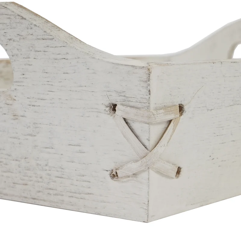 Ensemble de 3 plateaux de service petit-déjeuner empilables en bois blanc vieilli vintage 04_0002999