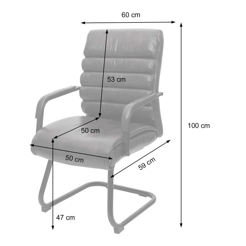 Fauteuil de bureau sans roulettes chaise de conférence assise et dossier arrondis PVC marron 04_0001928