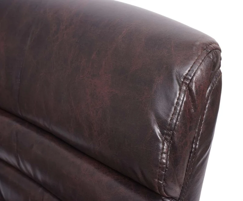 Fauteuil de bureau sans roulettes chaise de conférence assise et dossier arrondis PVC marron 04_0001928