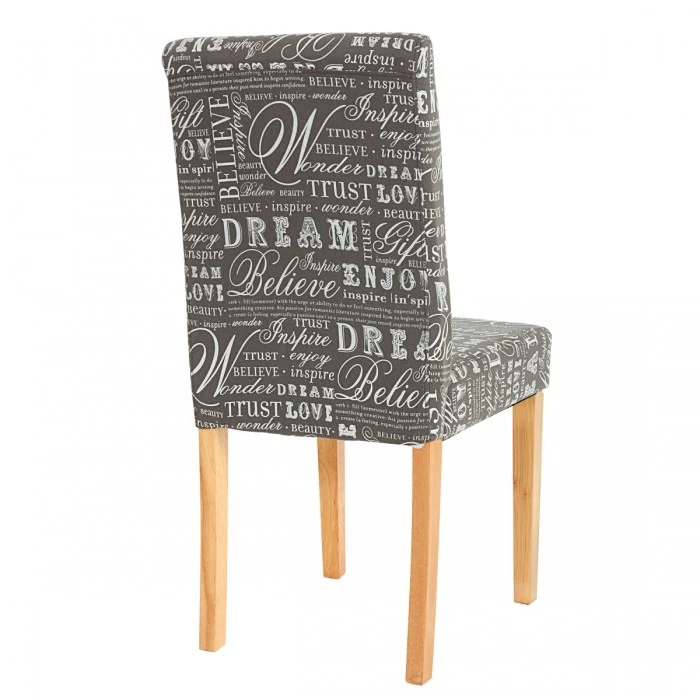 Lot de 6 chaises de salle à manger en tissu imprimé gris pieds clairs CDS04219
