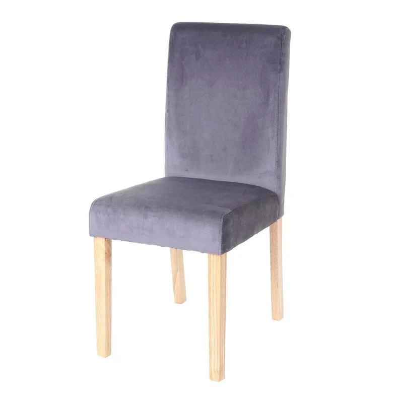 Lot de 2 chaises de salle à manger / cuisine en tissu velours gris CDS04410