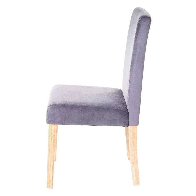 Lot de 2 chaises de salle à manger / cuisine en tissu velours gris CDS04410