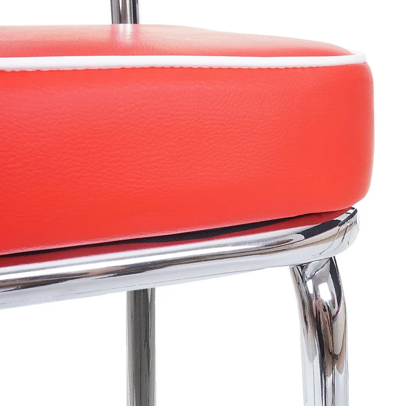 Set de 2 tabourets de bar en synthétique rouge et blanc et métal design rétro TDB04026