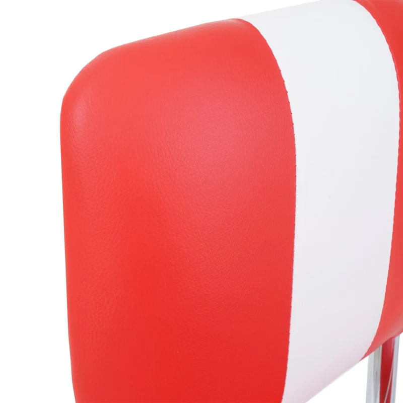 Set de 2 tabourets de bar en synthétique rouge et blanc et métal design rétro TDB04026