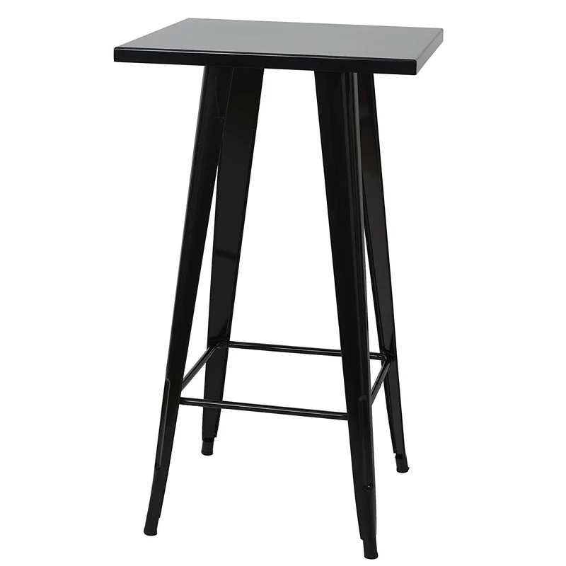 Ensemble table haute avec 2 tabourets de bar en métal noir style industriel TAB04009