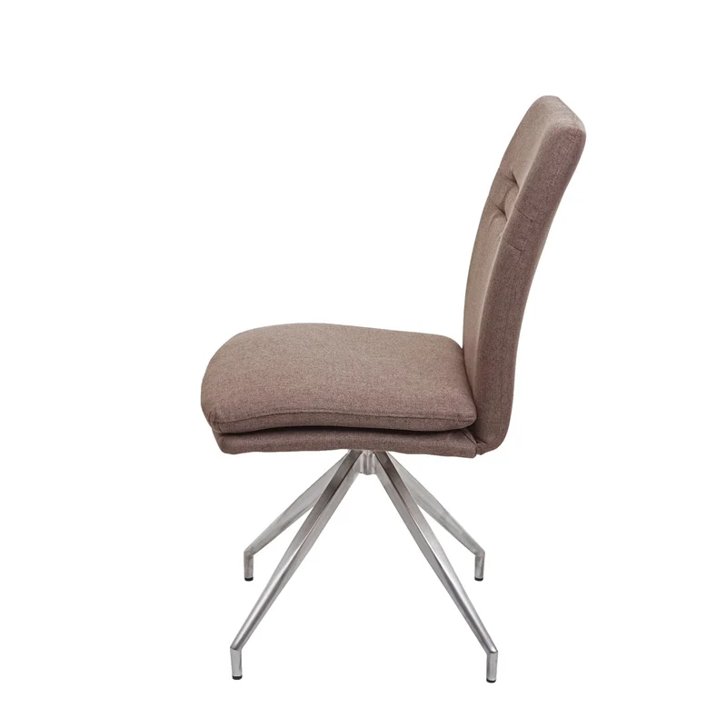 2x chaises de salle à manger cuisine en tissu marron et en acier inoxydable design et confortable 04_0000413
