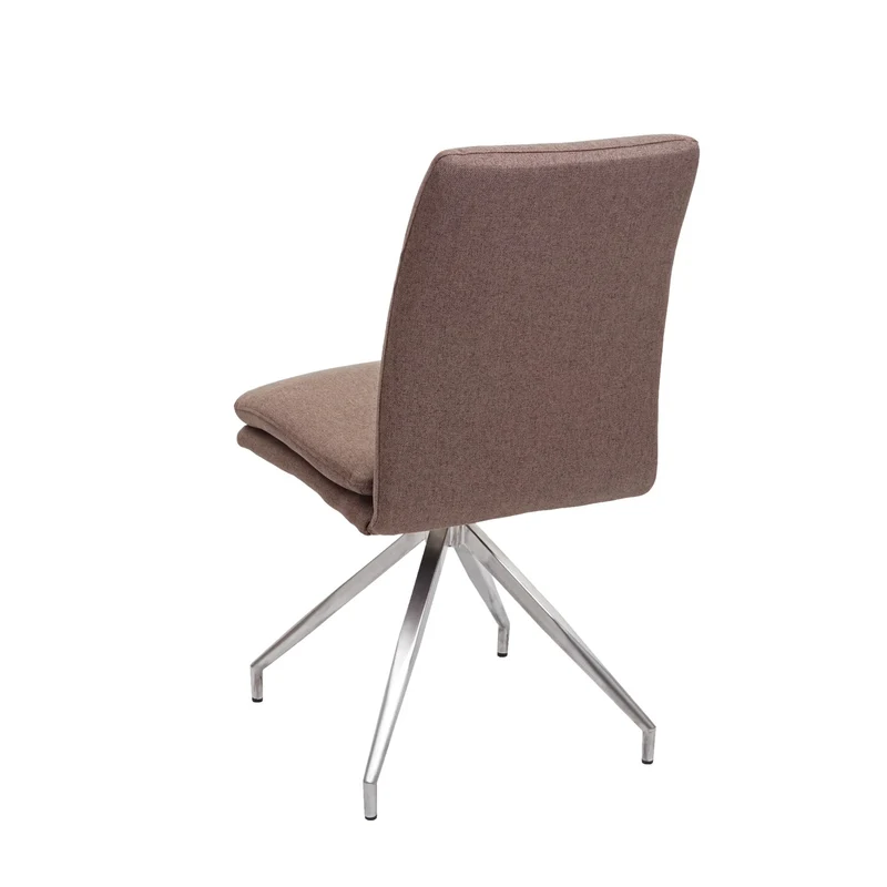2x chaises de salle à manger cuisine en tissu marron et en acier inoxydable design et confortable 04_0000413