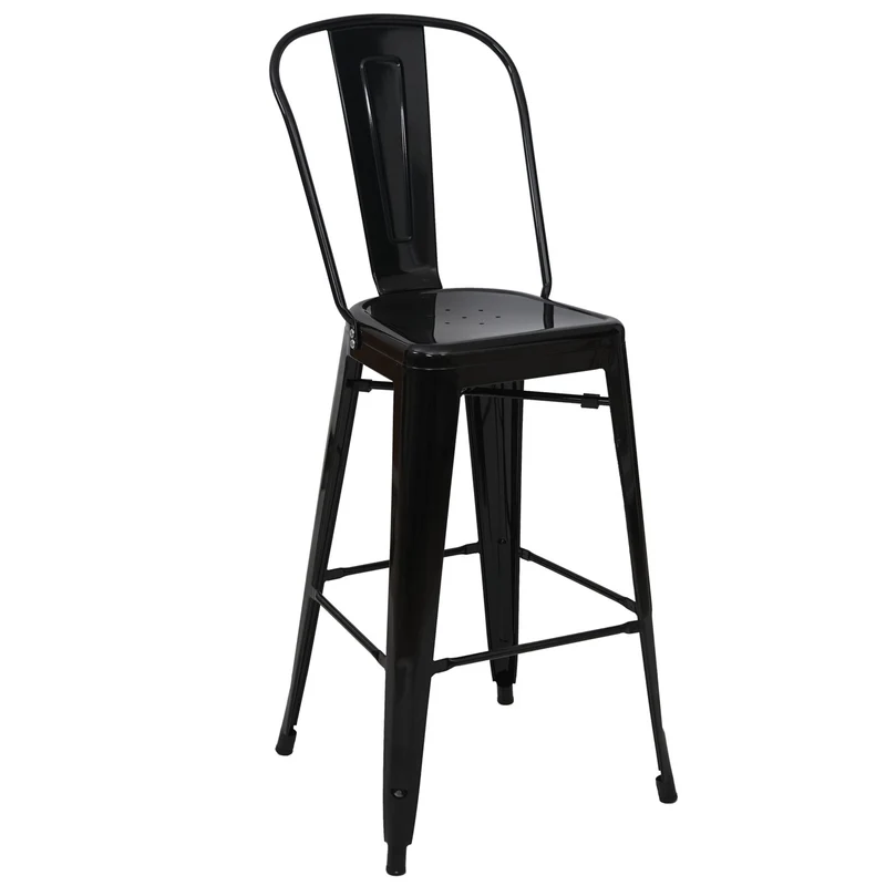 Lot de 2 tabourets de bar design industriel métallique noir dossier haut 04_0000109