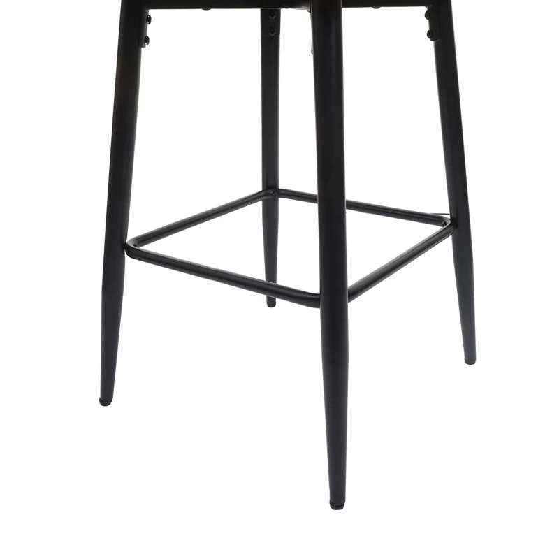 Tabouret de bar chaise haute comptoir avec repose-pieds en métal assise en synthétique noir design moderne 04_0001206