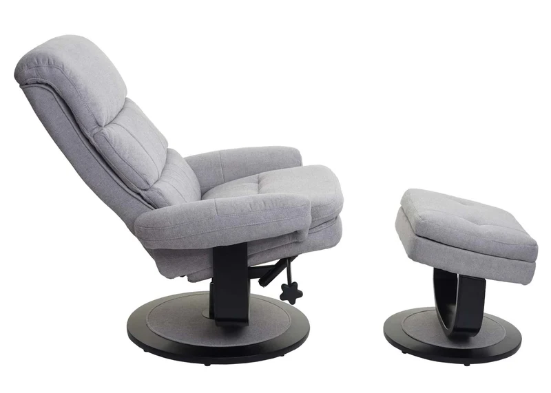Fauteuil de relaxation TV repose-pieds avec compartiment de rangement en tissu gris 04_0001945