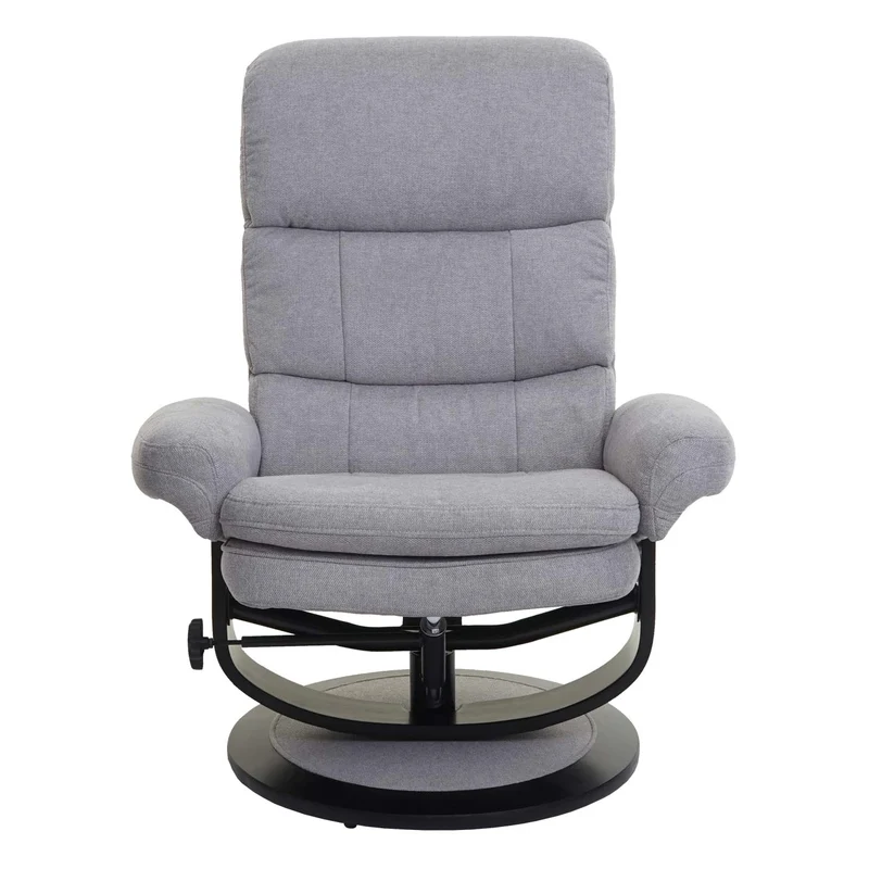 Fauteuil de relaxation TV repose-pieds avec compartiment de rangement en tissu gris 04_0001945