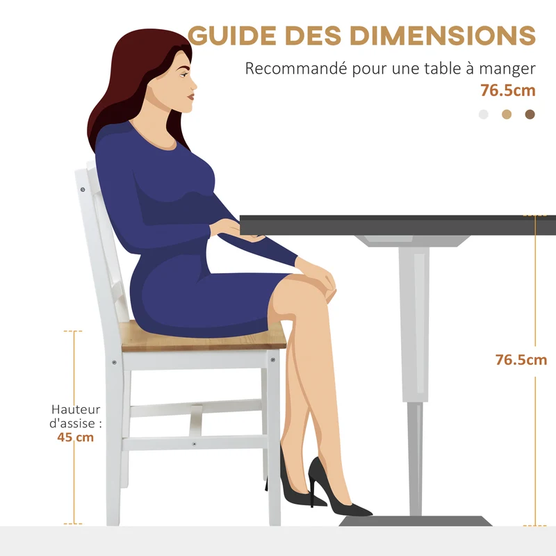 Lot de 2 chaises de salle à manger dossier croisé 41 x 46.5 x 86 cm assise confortable rustique en bois de pin blanc 21_0002345