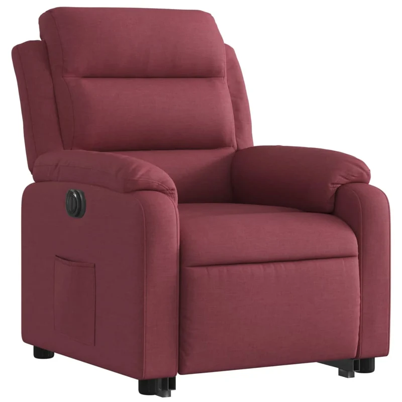 Fauteuil relax TV fonction de levage électrique très confortable en tissu rouge bordeaux DEC028549