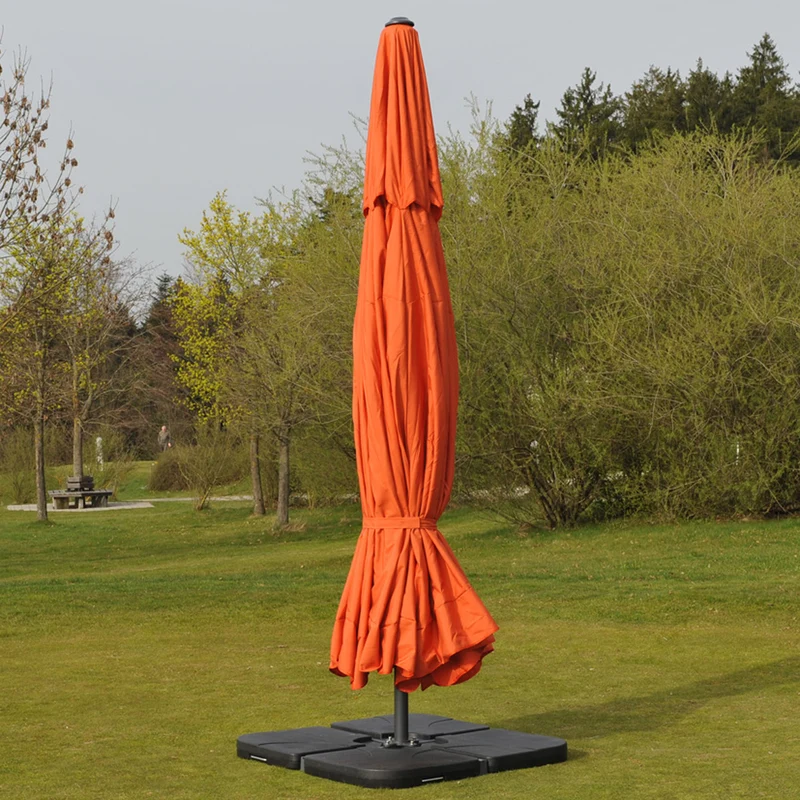 Parasol de restauration sans volant Ø 5m polyester/aluminium 28kg crème avec pied 04_0003863