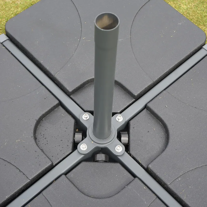 Parasol de restauration sans volant Ø 5m polyester/aluminium 28kg crème avec pied 04_0003863