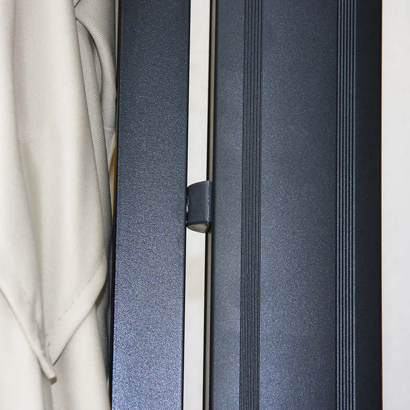 Parasol déporté rectangulaire 3 x 4 m orientable inclinable hauteur 255 cm avec pied aluminium acier polyester crème gris 04_0007988