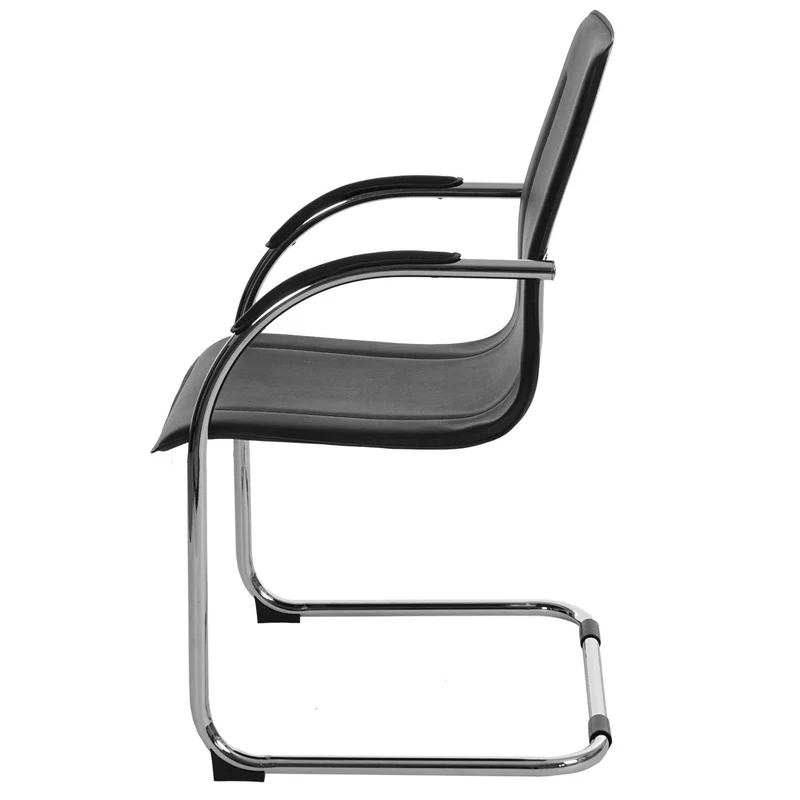Chaise de salle à manger bureau avec accoudoirs en PVC base chromée 04_0006355