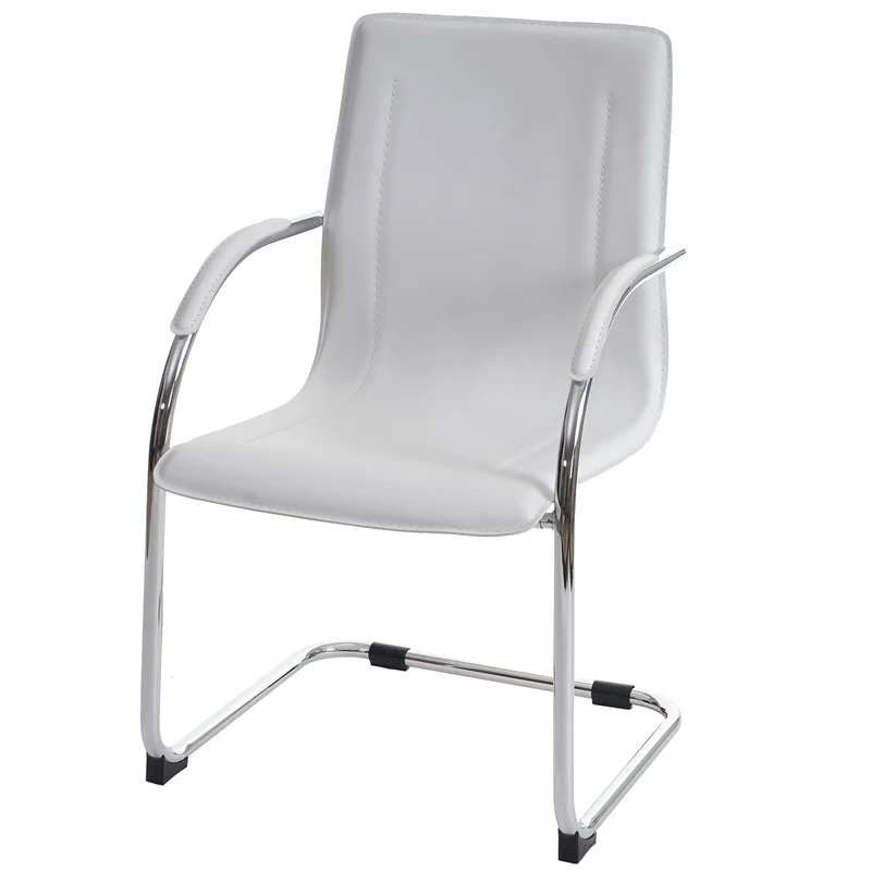 Ensemble de 6 chaises de salle à manger bureau visiteur en PVC blanc 04_0001973