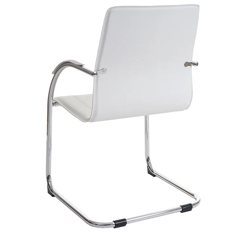 Ensemble de 6 chaises de salle à manger bureau visiteur en PVC blanc 04_0001973