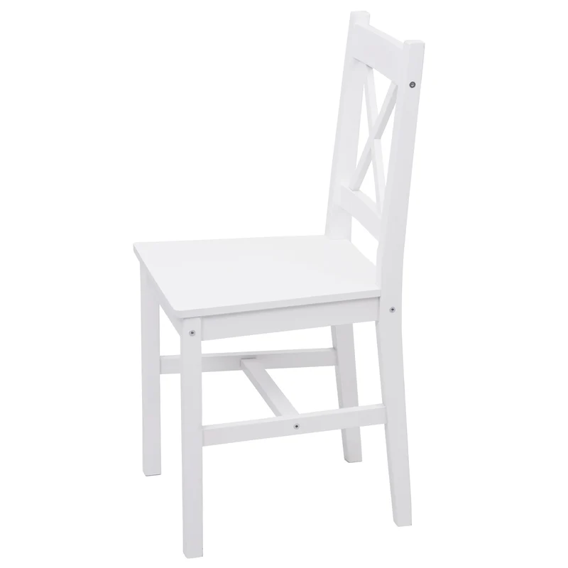 Lot de 2 chaises de cuisine design rustique en bois de pin blanc 04_0007353