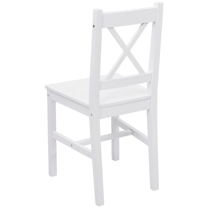 Lot de 2 chaises de cuisine design rustique en bois de pin blanc 04_0007353